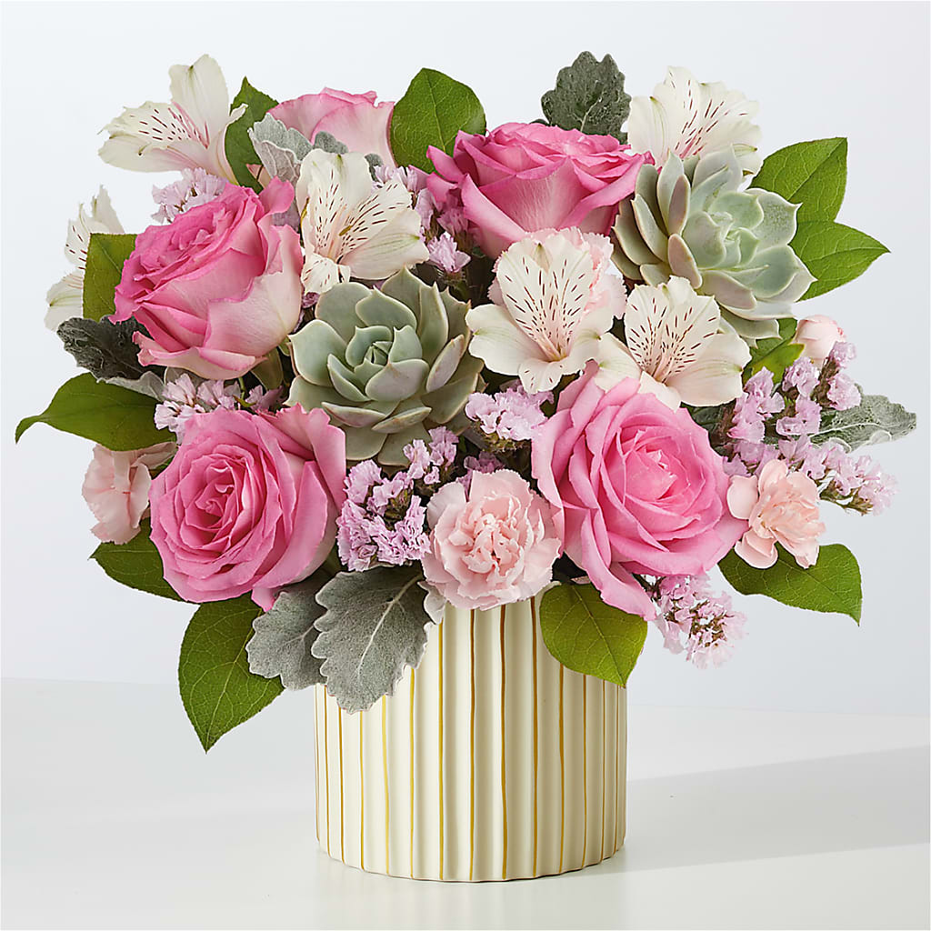 Dusty Rose Bouquet with Ivory Vase – VEEDERSBURG FLORIST & GIFTS, Veedersburg IN