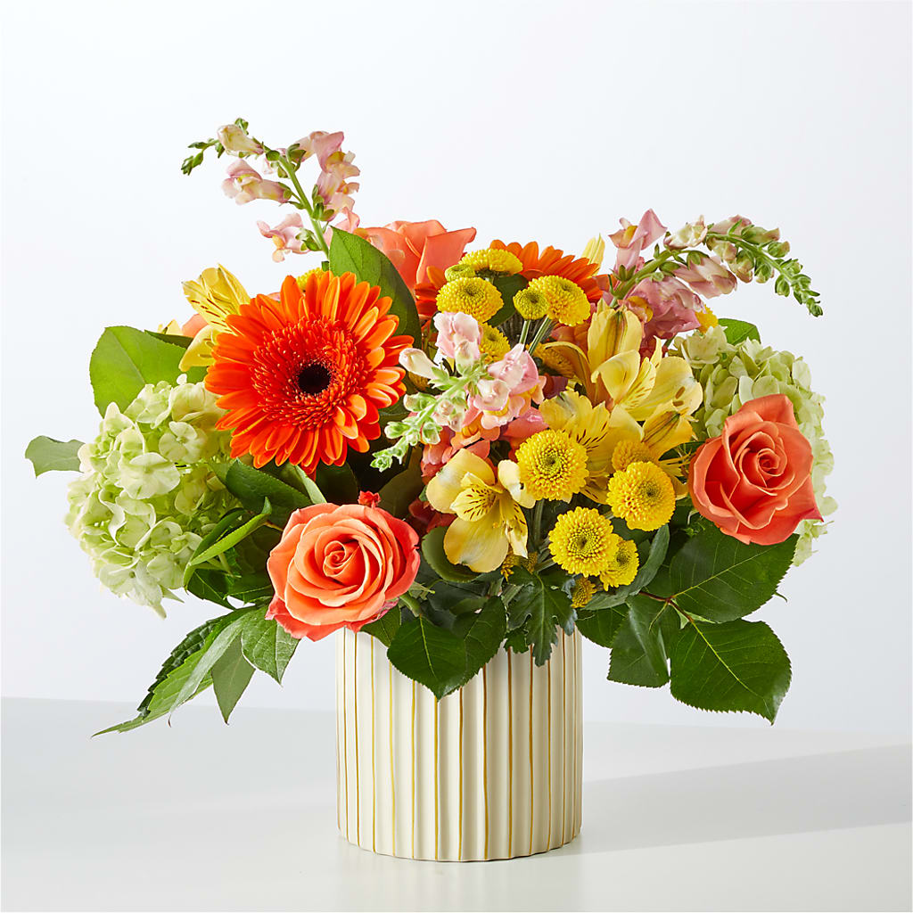 Autumn Sunshine Bouquet with Ivory Vase – VEEDERSBURG FLORIST & GIFTS, Veedersburg IN