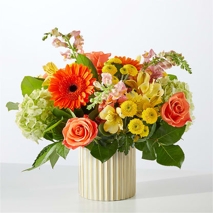 Autumn Sunshine Bouquet with Ivory Vase – VEEDERSBURG FLORIST & GIFTS, Veedersburg IN