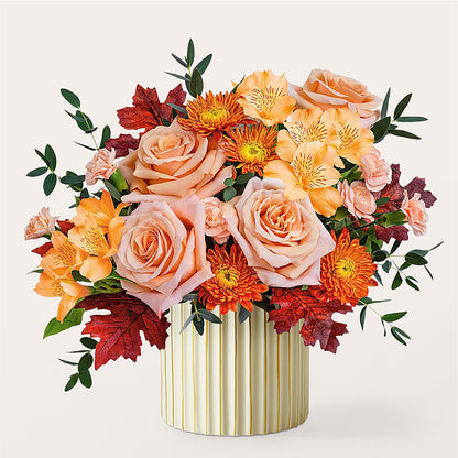 Spiced Latte Bouquet with Ivory Vase – VEEDERSBURG FLORIST & GIFTS, Veedersburg IN