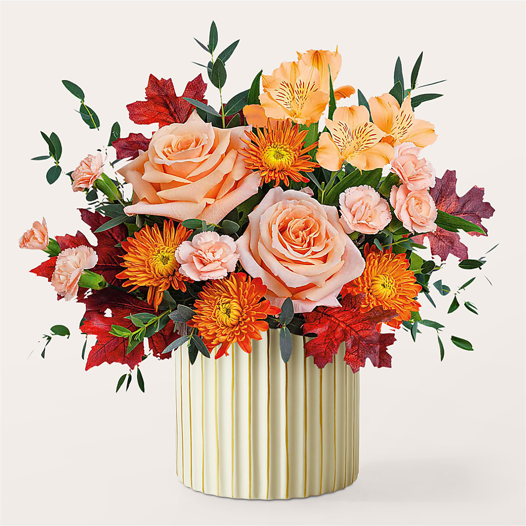 Spiced Latte Bouquet with Ivory Vase – VEEDERSBURG FLORIST & GIFTS, Veedersburg IN